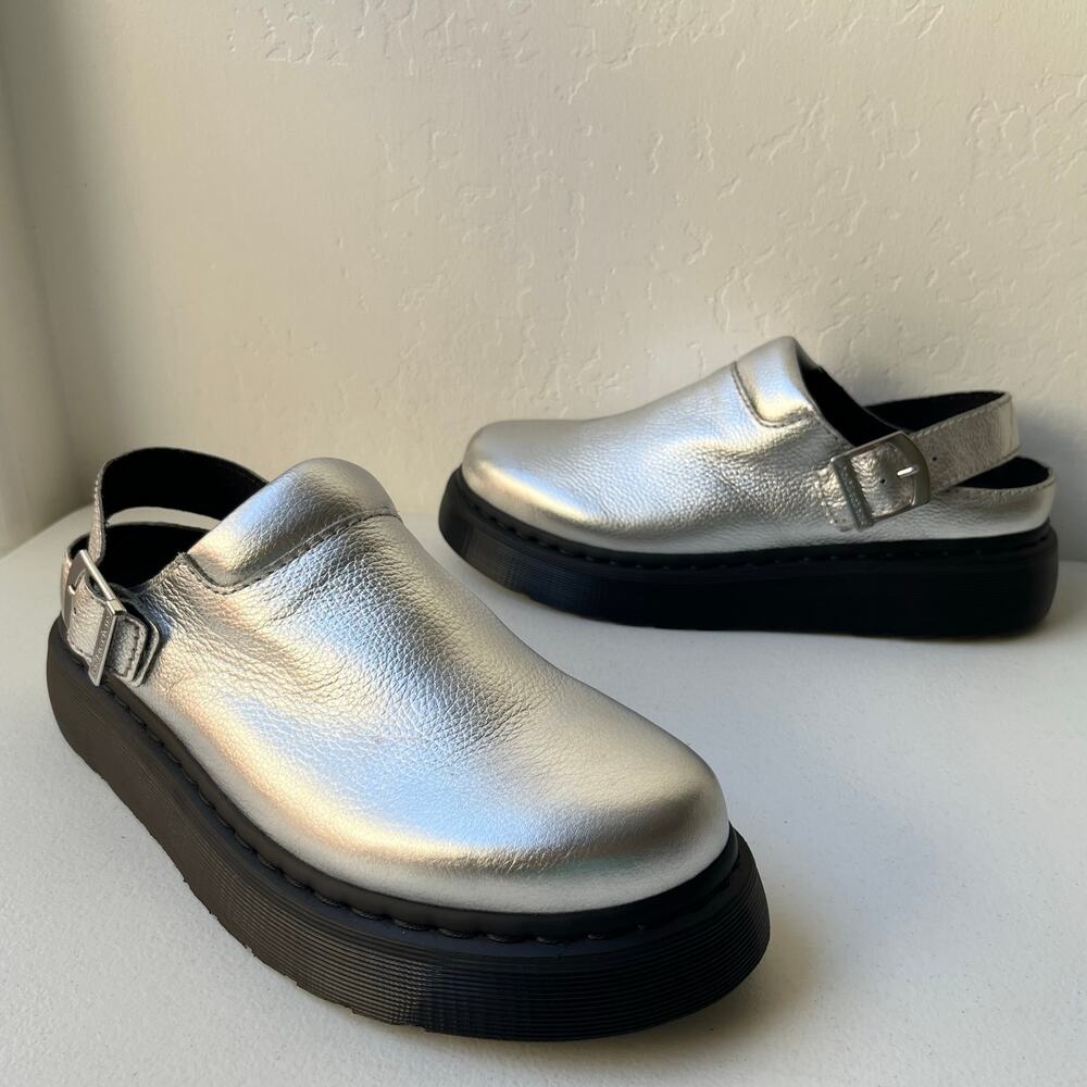 Dr Martens Laketen Slingback Mules Leather Clogs Men Size 12 Metallic Silver NEW - Picture 13 of 13
